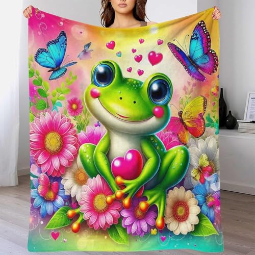 Couverture grenouille 3D anti-peluche plaid microfibre chaud lit