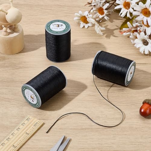 Hilo encerado de cuero para coser 230 yardas 1 mm negro miniatura 5