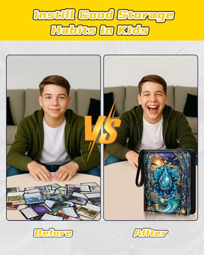 Image of for 9 Pocket Card Binder for MTG, TCG, Game Cards Holds 900 Cards - Large Capacity Trading Card Collection Album Folder with Zipper for Men Boys Teens Water Design for Sports Card