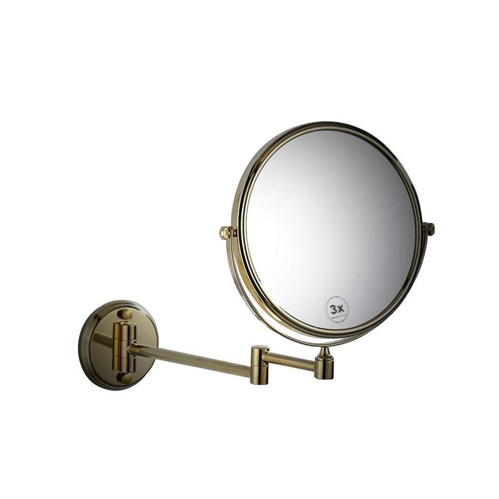 Miroir de maquillage grossissement 3 fois miroir de salle de bain or