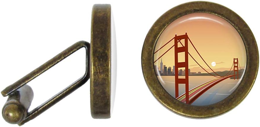 Golden Gate Bridge Cufflinks San Francisco Cuff Links (Angled Edition)
