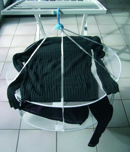 MSV 130042 Pulli Hängetrockner 2-stufig aus Polyester/Polypropylen, 65 x 65 x 3 cm, Durchmesser 65 cm, weiß/blau