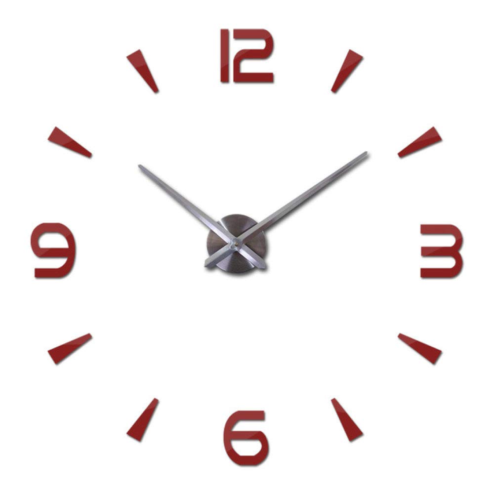 Autocollants 3D grande montre à quartz décorative rouge style miroir Europe