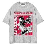 flowereyes Camiseta Impresa Attack on Titan Anime Levi Ackerman Disfraces de Cosplay Camiseta de Manga Corta de Moda para Unisex