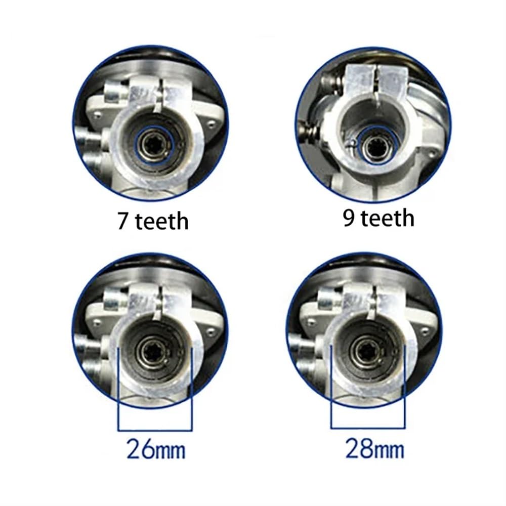 Tête d'engrenage de tondeuse à gazon de remplacement universelle pour boîte de vitesses 7 9 dents 26 mm 28 mm Compatible avec les pièces d'outils de jardin 7 9 dents 26 mm 28 mm (26MM 9TEETH)