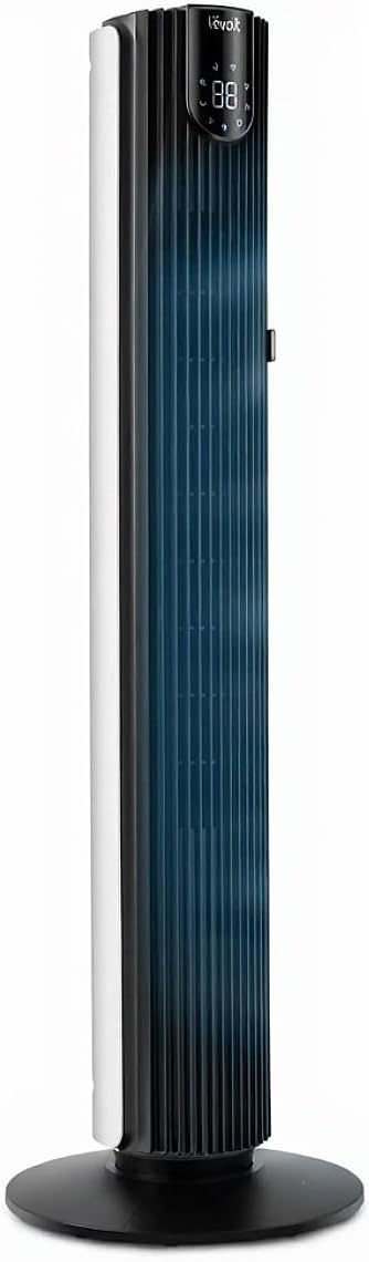 LEVOIT Smart 42 inch Tower Fan for Bedroom, DC motor, Oscillating with Quiet 26ft/s Velocity, 25dB Bladeless Floor Fan for Home Space, 12 Speeds, 4 Modes, 24H Timer with APP, Works with Alexa, Remoter