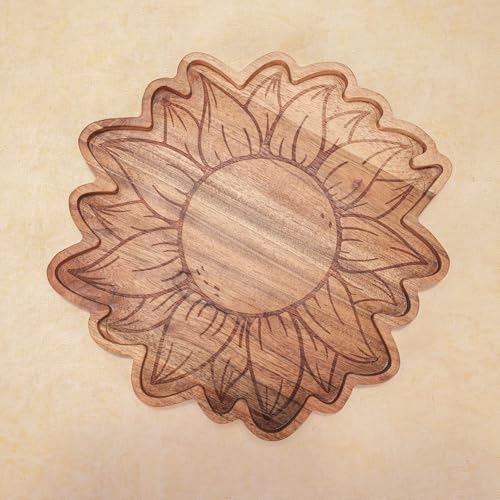 Image of Acacia Wood Serving Platter - Natural Wooden Tray for Cheese, and Bread - Eco-Friendly, Rustic Design