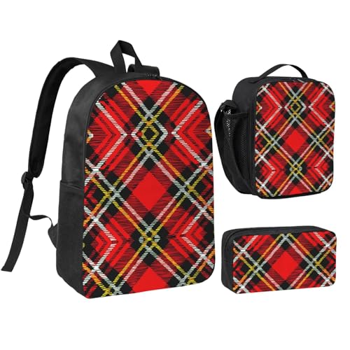 Sac à dos d'écolier motif écossais EdWal léger et résistant avec ses accessoires