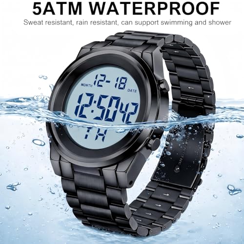 Image of Black Waterproof Digital Wrist Watches for Men Sports Mens Watch