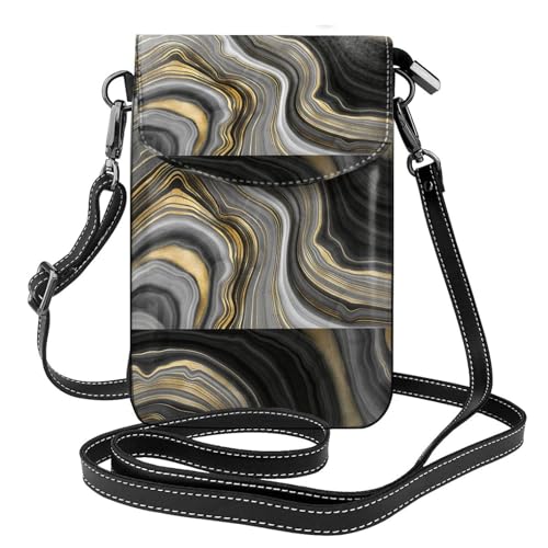 Sac porte-téléphone agate noire et dorée finitions luxe en cuir PU