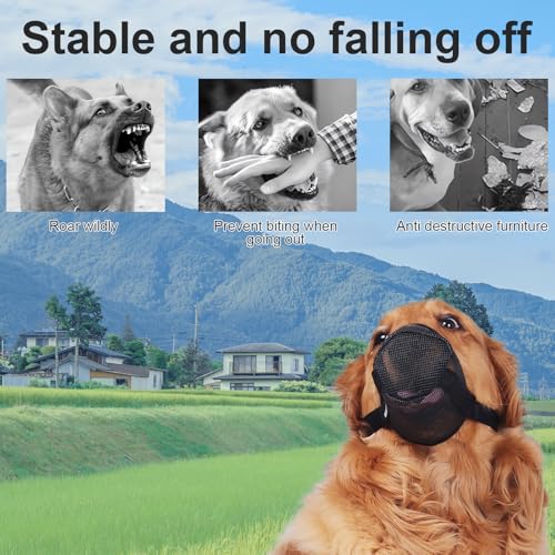 Maulkorb für Große Hunde, Dog Muzzle, Giftköderschutz Hund, Fressschutz Hund, Atmungsaktives Netz, mit Verstellbaren Trägern Geeignet für Kleine Mittlere und Große Hunde