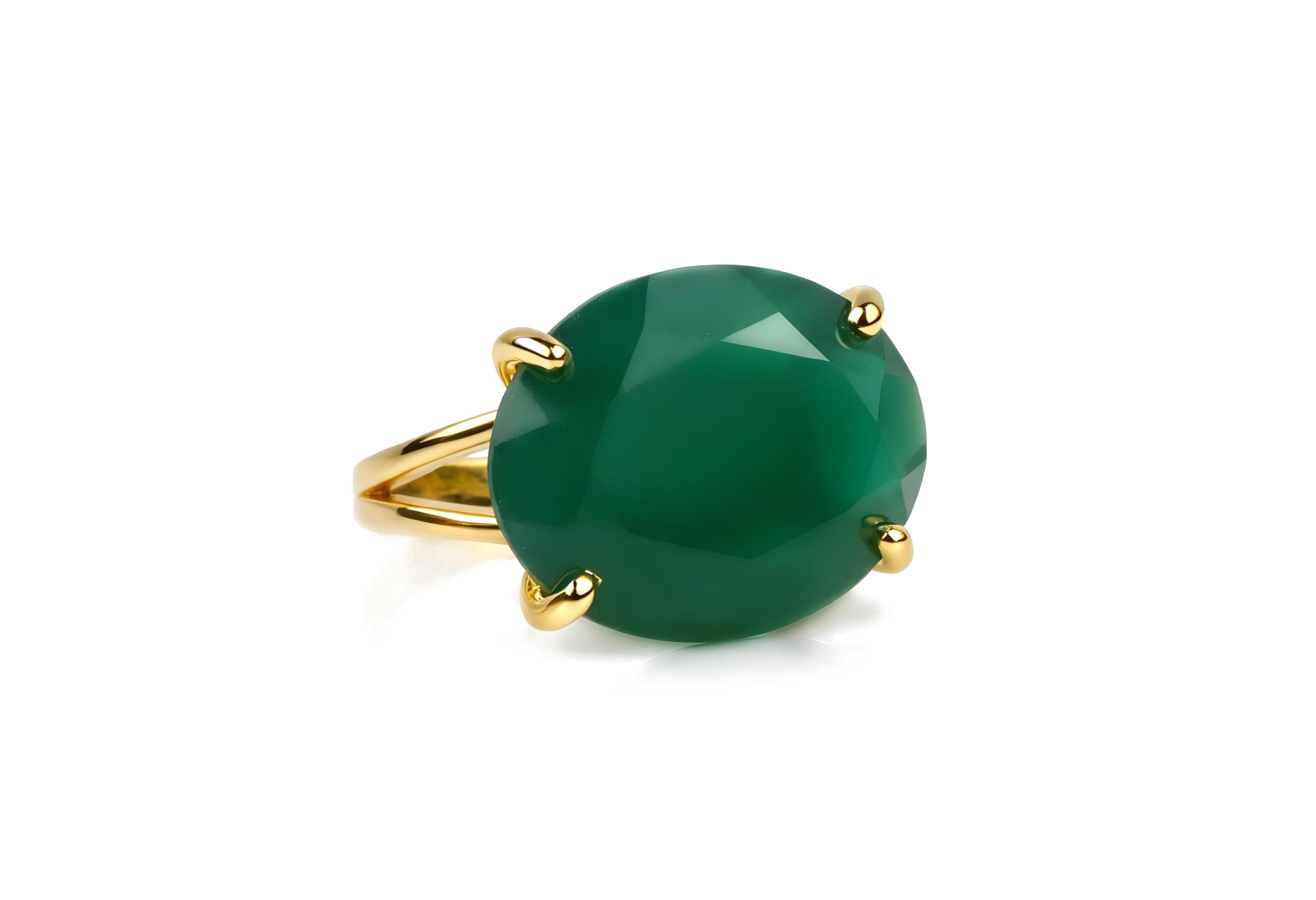 Anillos de Oro Ovalados de Anemone Jewelry para Mujeres - Onix Verde en Joyas de Cóctel de Oro de 14k - Anillo para Fiestas, Bodas y Ropa Casual - Caja de Joyas Gratis