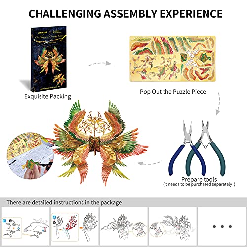 Piececool 3D Metal Puzzle Cranes Model Kits, Wish Cranes-Fortune Amulet 3D Metal Building Blocks For Adults, Brain Teaser Diy Metal Puzzles Stem Toys For Teens For Christmas Birthday New Year, 37 Pcs #TOP4