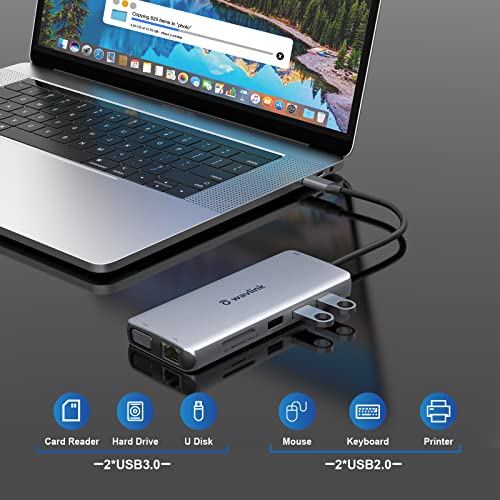 Usb C Docking Station Dual Monitor, 12 In 1 Type C Hub Multiport Adapter Triple Display With Dual Hdmi, Vga, 4Usb, Sd/Tf, Audio For Dell/Hp/Macbook/Lenovo/Surface Laptop/Steam Deck #TOP3