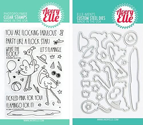 Avery Elle - Tickled Pink - Flamingos - Clear Stamps and Dies Set - 2 Item Bundle