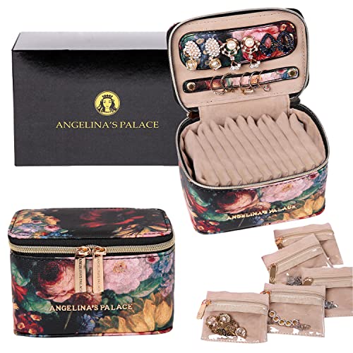 Angelina's Palace Jewelry Organizer Case Bridesmaid Gifts Travel Bag Vegan Leather Box For Necklace Earring Bracelet Ring(Blossom Victorian) #TOP2