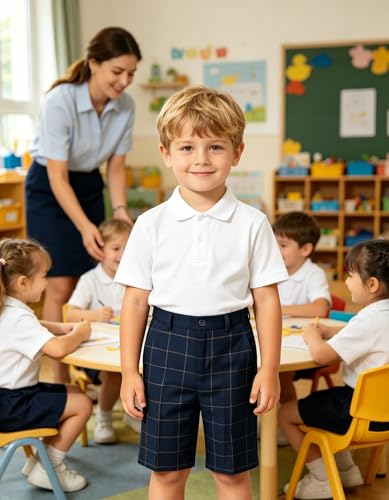 Image of Boy Shorts Kids Stretch School Uniform Clothes Flat Front Dress Casual Shorts with Pockets for Summer