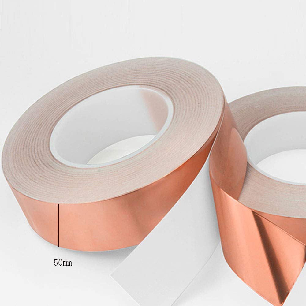 Zalava 50 mm x 30 m koperband koperfolie EMI Kapton tape afschermband koperfolie koperband zelfklevend plakband slakkenbescherming (50 mm x 30 m