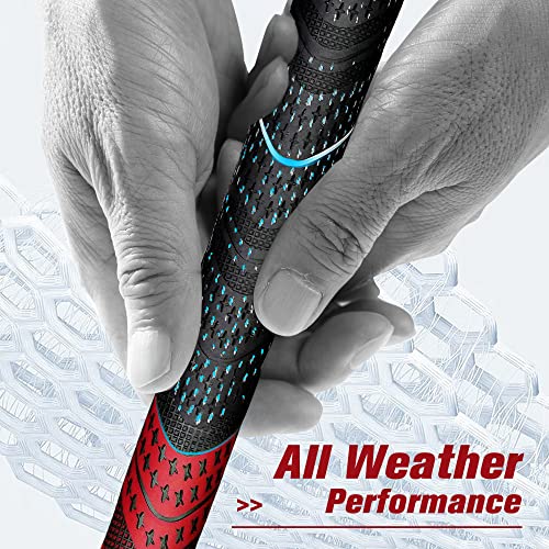 Geoleap Golf Grips Set Of 13- Cord Rubber Compound Material, Hybrid Golf Club Grips, All Weather Performance.(Blue, Standard) #TOP2