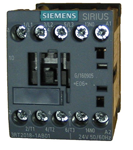 Siemens 3RT2018-1AB01 16 AMP, 3 Pole contactor with a 24 Volt AC Coil and 1 N.O. Base Contact