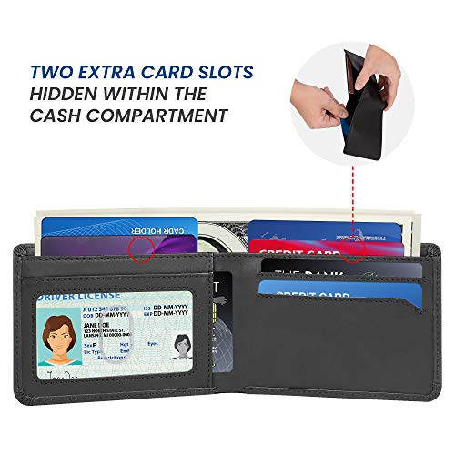 Slim Wallet for Men -Thin Bifold Genuine Leather RFID Blocking Minimalist Stylish Front Pocket Mens Wallets (A. Charcoal black-ID)2