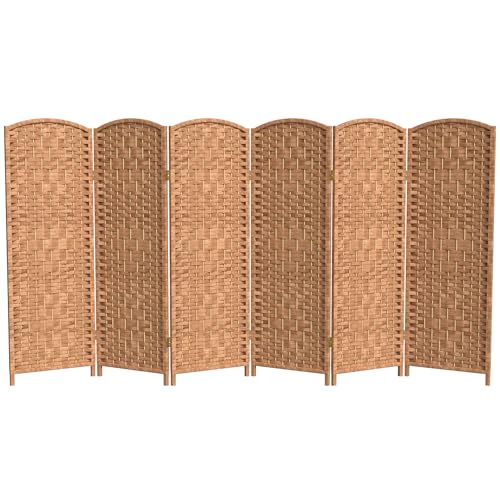 Red Lantern 4 ft. Short Diamond Weave Fiber Folding Screen - Natural - 6 Panel