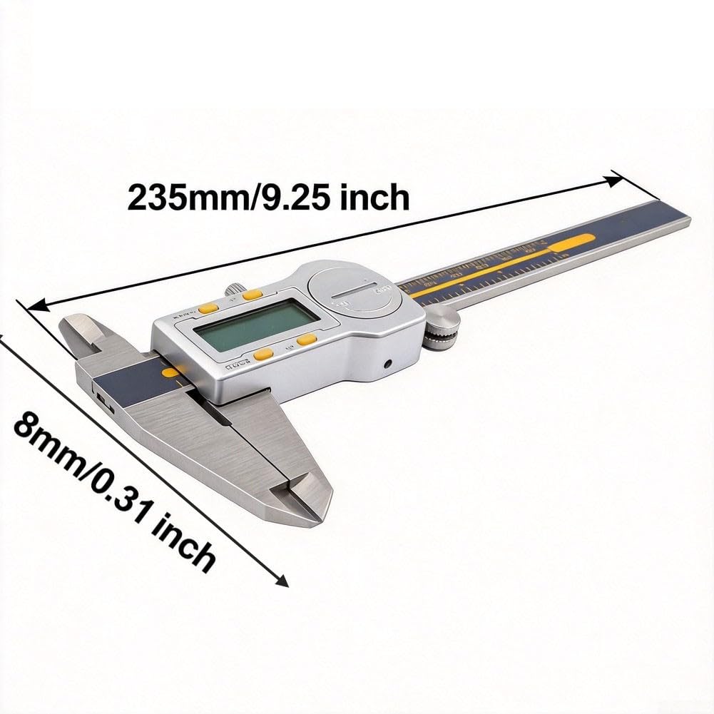 Calibro digitale impermeabile IP67, Vernier industriale in acciaio inossidabile con risoluzione di 0,01 mm, ampio display a LED, conversione mm/pollici per esterno interno