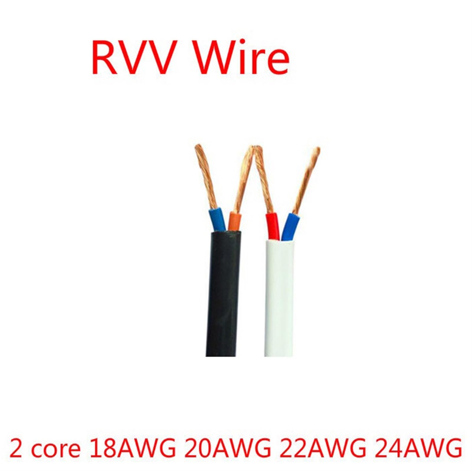 Hauptleitung Fest 2-poliges LED-Stromkabel, 2-adriger Kupferdraht, 18 AWG 20 AWG 22 AWG 24 AWG elektrisches schwarzes Verlängerungskabel 1/5/10 Meter Verbinder Webstuhl ( Size : 5 meters , Color : 2co
