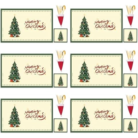 18Pcs Christmas Placemats and Coasters Set Cover