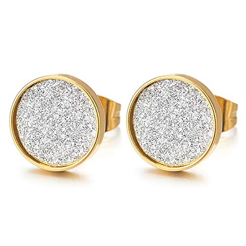 10MM Argento Satinato Colore Oro Cerchio Orecchini...