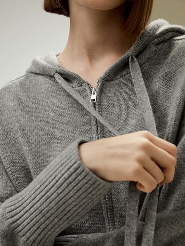 LilySilk Wool Cashmere Cardigan for Women Hoodie Short Zip-Up Sweater Casual Lightweight Warm Winter Knit Outerwear4
