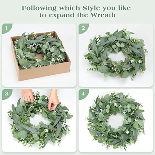 Lifefair Green Eucalyptus Wreath, 20" Spring Artificial Eucalyptus Leaves Wreath For Front Door Wall Window Party Decoration #TOP2