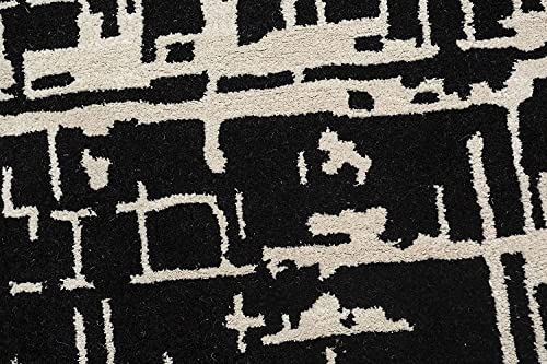 Image of Export Quality Handtufted Woolen Carpet for Living Room Bedroom & Hall - Color - Black /Ivory - Size - 6 x 9 Feet