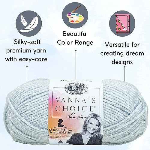 Image of Lion Brand Yarn Vanna'S Choice 860-105 Silver Blue | 3 Skeins, Same Dye Lot, Project Bag, CYC #4 Worsted, 100% Acrylic, Ideal for Crochet, Knitting Blankets, Hats, Scarves