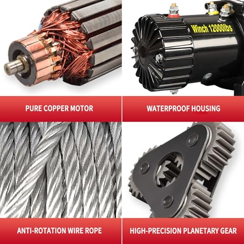 Winche Eléctrico para Auto 12V con Cable de Acero 4000lb miniatura 4
