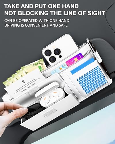 Image of FEDUS Premium Car Sun Visor Organizer CAR Organiser and Storage Car Document Holder, Sunglasses Holder for Car, car All New Accessories Multipocket Pouch Auto Interior Accessories for Truck, SUV, Van
