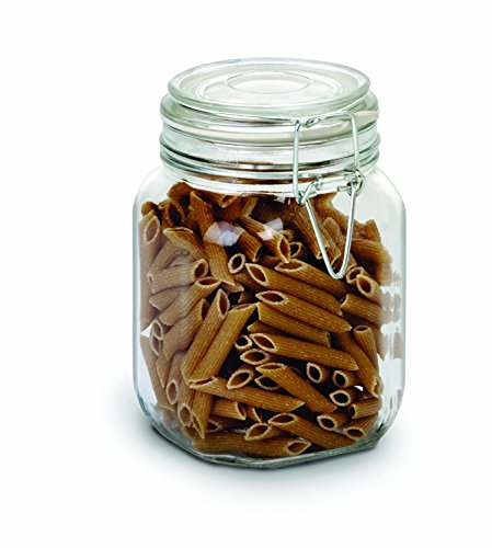 Anchor Hocking 38-Ounce Glass Jar with Hermes Clamp Top Lid, Set of 4, Clear -