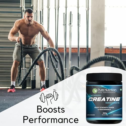 Image of Pure Nutrition Micronised Creatine Monohydrate Powder (250g), Pre /Post Workout Supplement, Instant Energy for Athletic Performance, Fast Recovery, Increased Muscle Mass, Unflavoured, 33 Servings