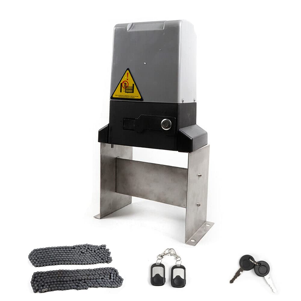 Electric Sliding Gate Opener, 550W Heavy Duty Automatic Rolling Driveway Fence Slide Gate Motor Kit with 2 Remote Controls for Sliding Gate Up to 3300Lbs