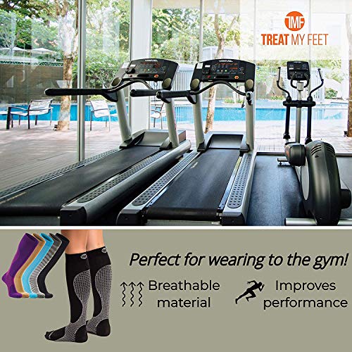 Knee High Compression Socks for Women & Men, 15-20 mmHg - Edema Pain Relief - Nurse, Travel, Pregnancy & Running - Lightweight Graduated Nursing Sock - Compression Stockings for Women, Purple L