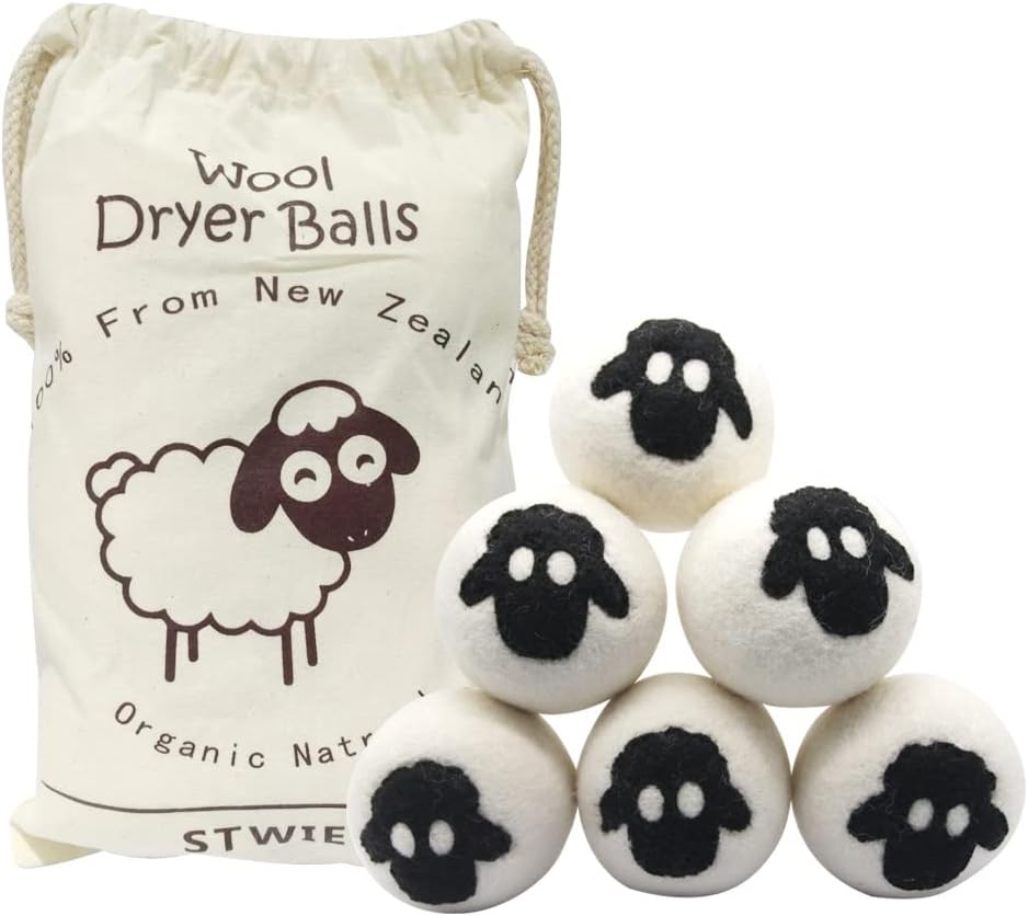 6Packs Tumble Dryer Balls 100 Wool Dryer Ball XL Size Reusable Natural
