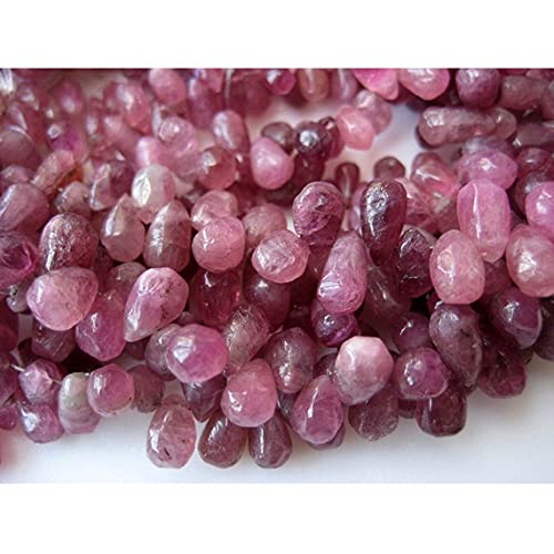 Tourmaline rose briolette 4x9mm raw pink tourmaline tear drop beads strand