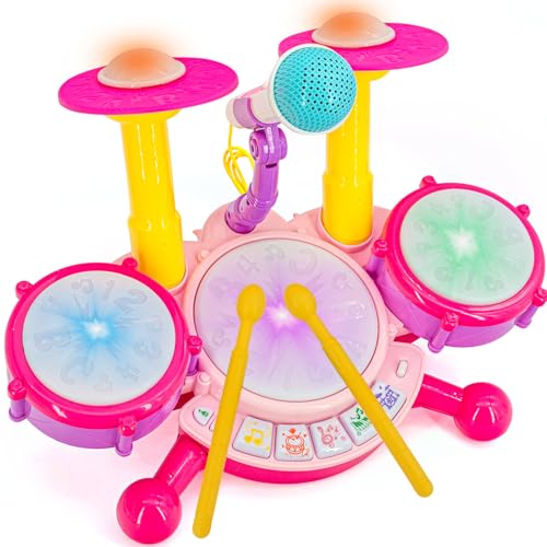Pink Drum Set for Girls – Toddler Musical Instrument Kit