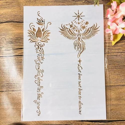 Pochoir pour peinture bois et mur format A4 motif Phénix réutilisable