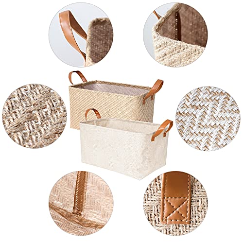 2 stks Geweven opslagmand Eco- vriendelijke Home Opbergdoos Opvouwbare Organizer Box Handgrepen Wasserij Mandkets… - Image 7