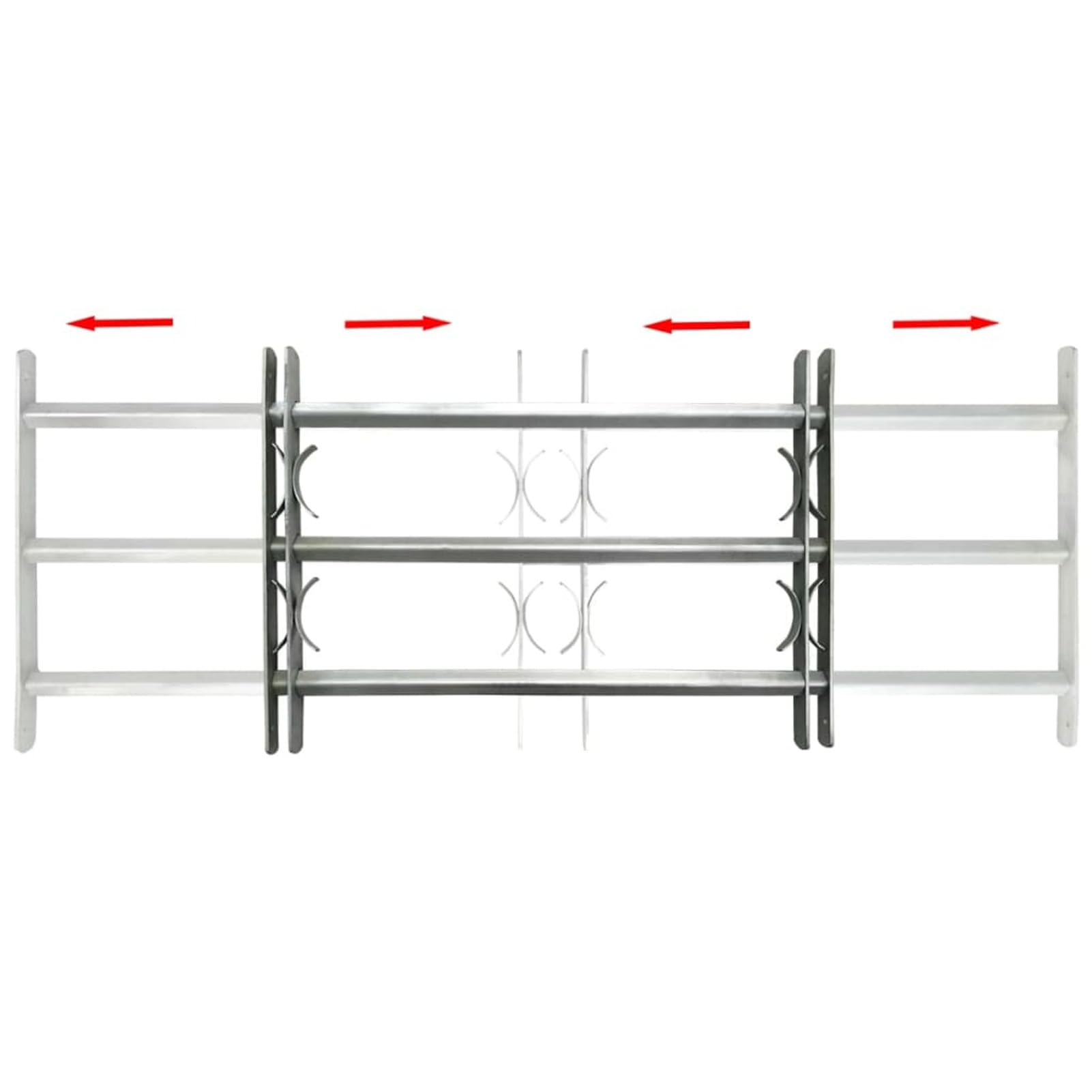 Fenstergitter Verstellbar mit 3 Querstäben, Fenstergitter Einbruchschutz, Fenstergitter Sicherheit, Kellerfenster Gitter, Fenstergitter Einbruchschutz Aussen, 1000-1500 mm