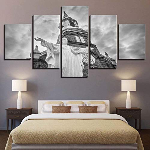 RAINSGIFT Art Mural HD Imprime Peinture sur Toile 5 pièces décoration de la Maison jésus pour Salon Chambre modulaire Photos Croix oeuvre Affiche-sans Cadre