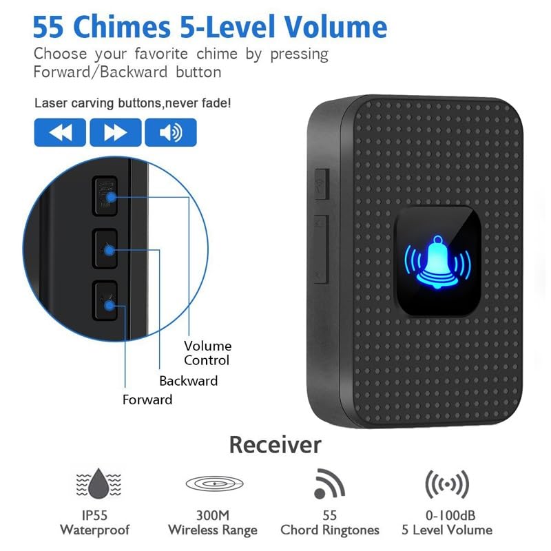Sonnette de villa sans fil avec télécommande électronique pour maison - 5