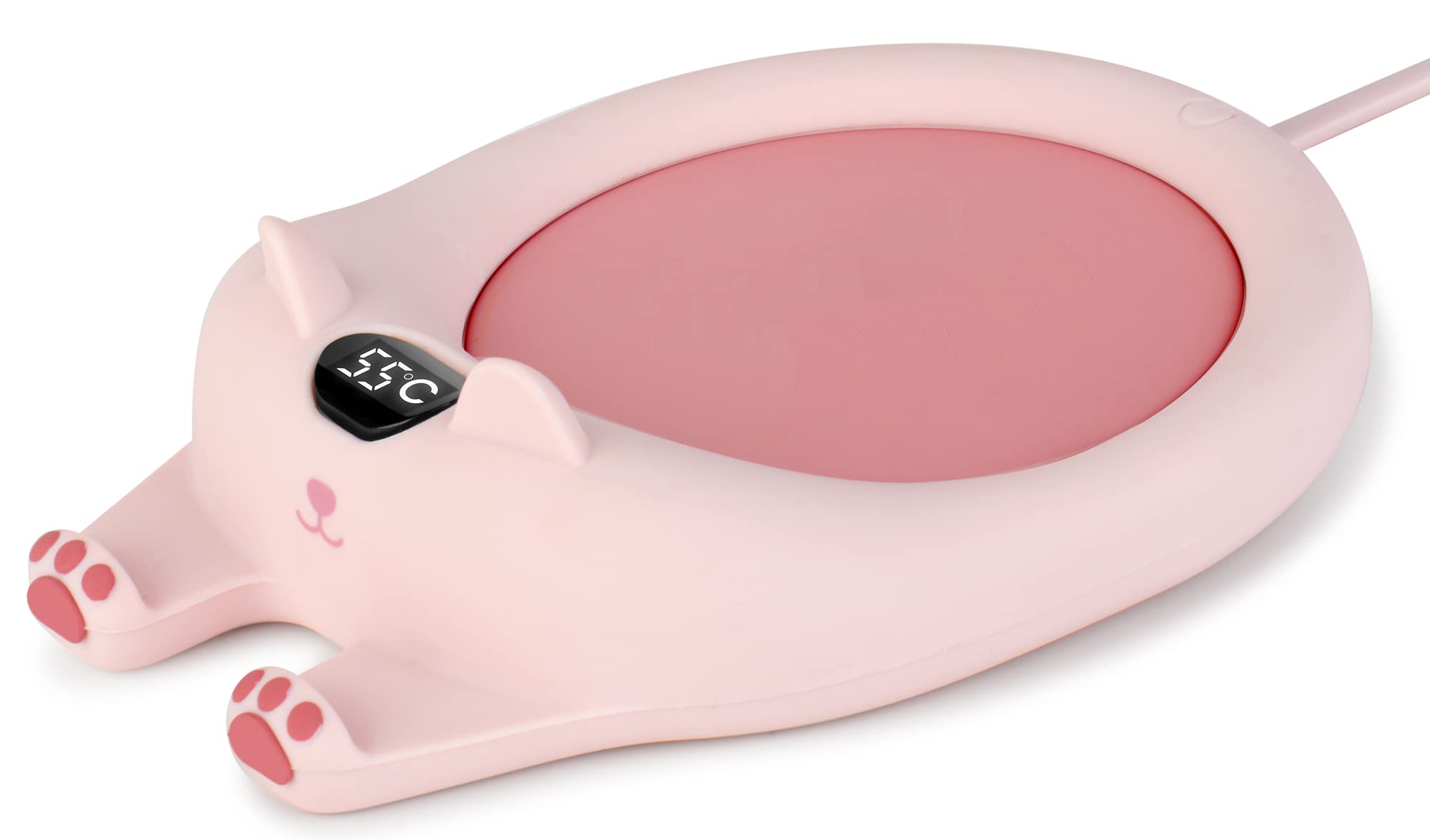 Gynnx Coffee Cup Warmer, Coffee Warmer for Desk with Light ,3 Temperature Control Mode Beverage Warmers Plate Electric Smart Cup Warmer Pad(Pink) - 