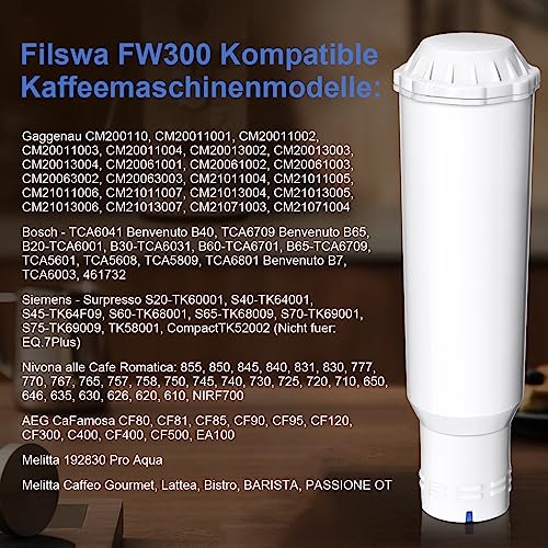 Image of Filswa Water Filter Cartridge for Coffee Machines, Replacement for Melitta Filter Cartridge, Pro Aqua, Nivona Water Filter, Krups F088 Filter Cartridge, Compatible with Krups, Jura, Caffeo Solo (Pack